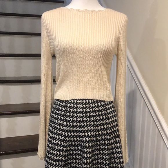 LEITH Beige Long Bell Sleeve Wide Neck Sweater Size XS NWT